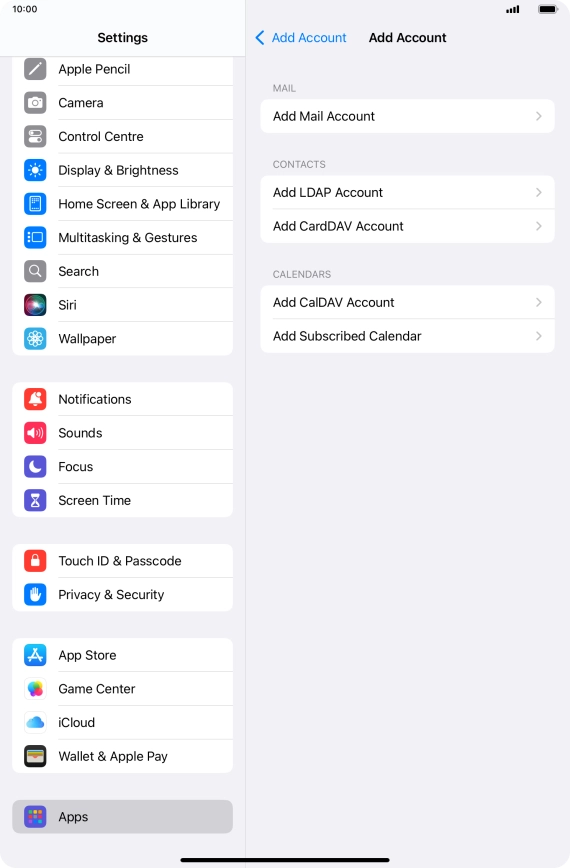 Press Add Mail Account.