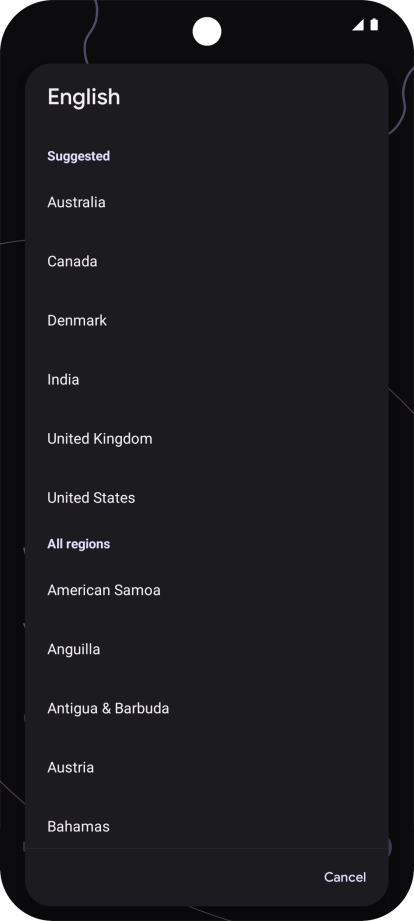Press the required country or area.