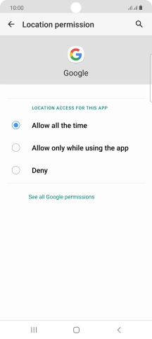 Press the required setting.
