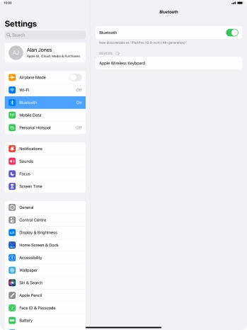 Press the required Bluetooth device and follow the instructions on the screen to pair the device with your tablet.