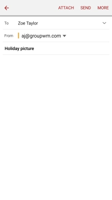 Press the text input field and write the text for your email message.