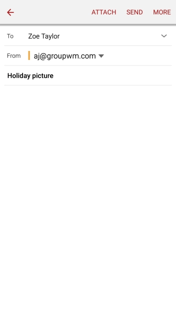 Press the text input field and write the text for your email message.