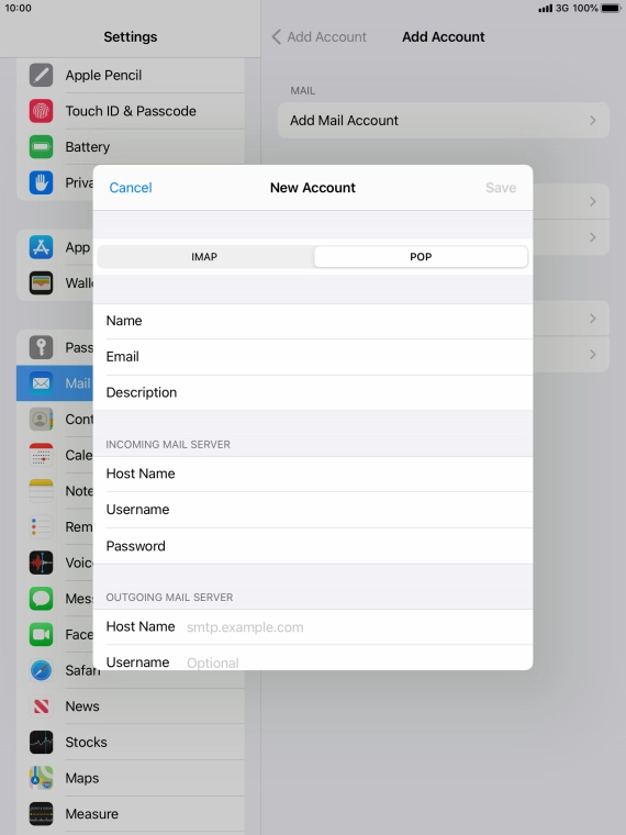 Press Host Name and key in the name of your email provider's outgoing server. Please note that if you can't send email messages when using your email provider's outgoing server, key in smtp.vodafone.net.au (Vodafone's outgoing server).