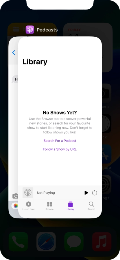 Slide upwards on the required application to end it.