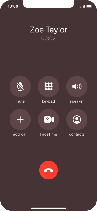 Press the end call icon to end the call.