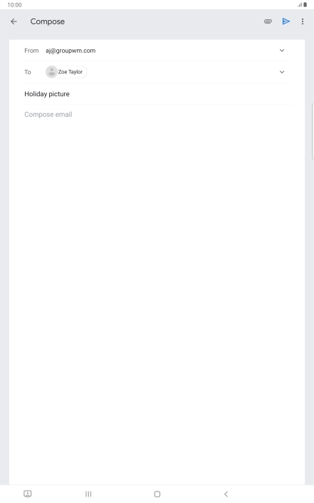 Press the text input field and write the text for your email message.