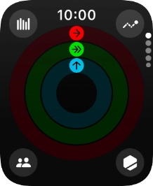The screen will tell you how far you are from completing your daily activity goals. When the coloured rings are closed, you've reached the goals of your daily activity.