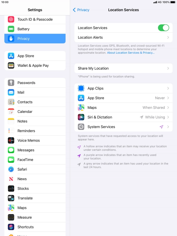 Press the required application.