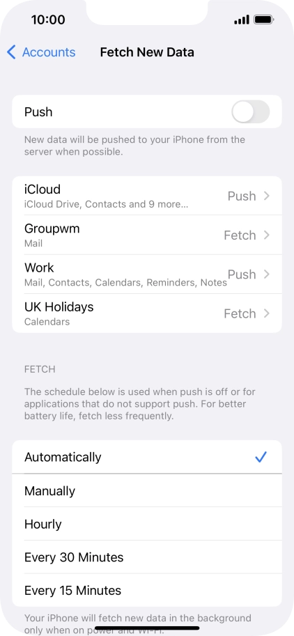 If you turn off the function, press the required setting.
