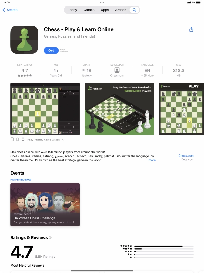 Press Get and follow the instructions on the screen to install the app.