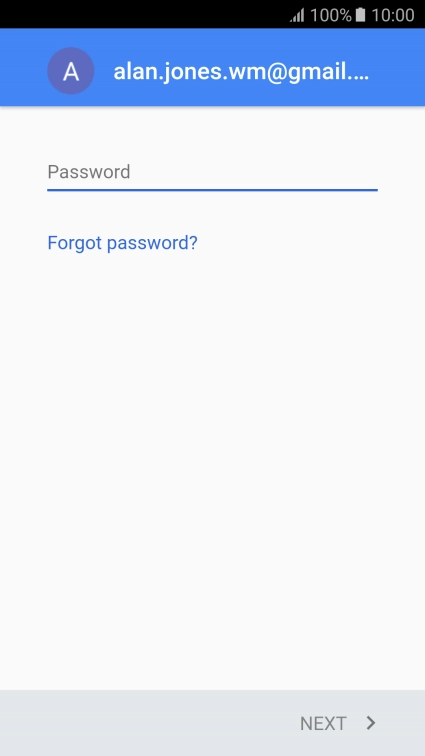 Press the text input field and key in the password for your Google account.