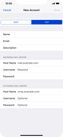 Press Host Name and key in the name of your email provider's incoming server.