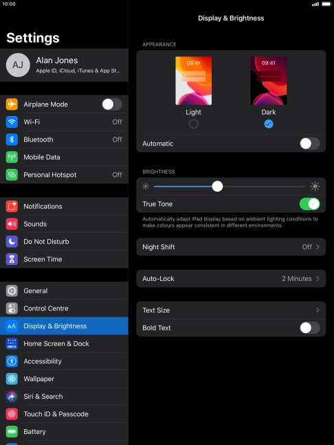 Press the indicator next to 