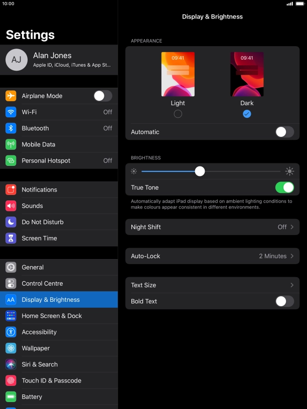 Press the indicator next to 