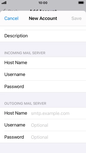 Press Host Name and key in the name or IP address of your email provider's outgoing server. Please note that if you can't send email messages when using your email provider's outgoing server, key in smtp.vodafone.net.au (Vodafone's outgoing server).
