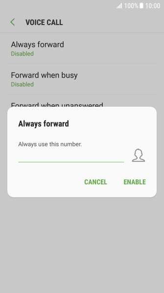 Key in +61414121121 and press ENABLE.
