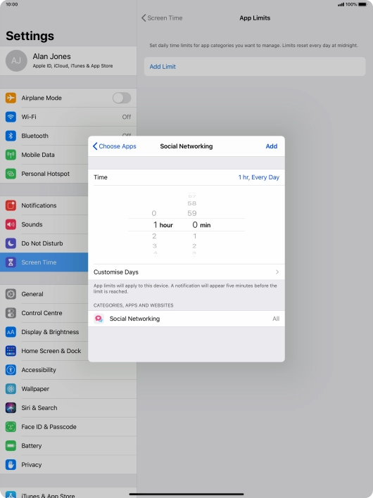 Press Customise Days.