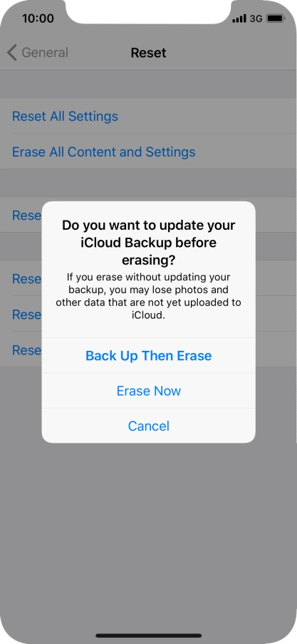 Press the required setting.