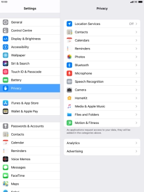 Press Location Services.