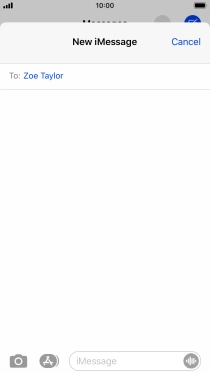If the recipient can receive iMessages, iMessage is displayed in the text input field.