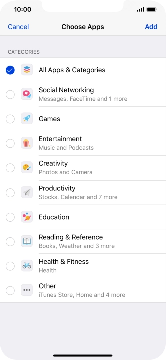 Press the required categories.