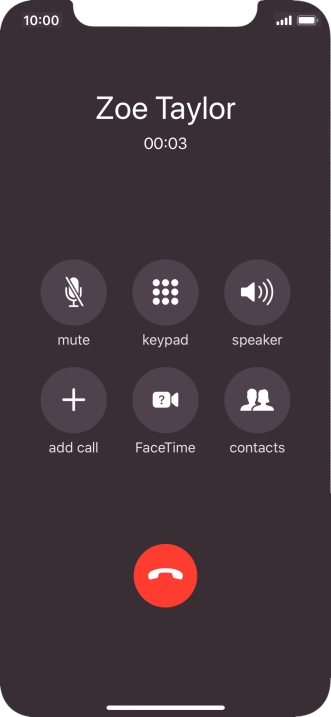 Press the end call icon to end the call.