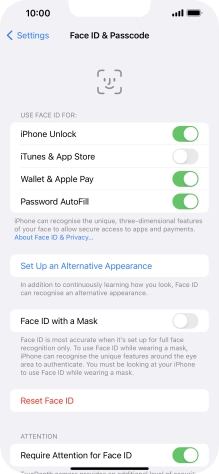 Press the indicators next to the required settings to turn them on or off.