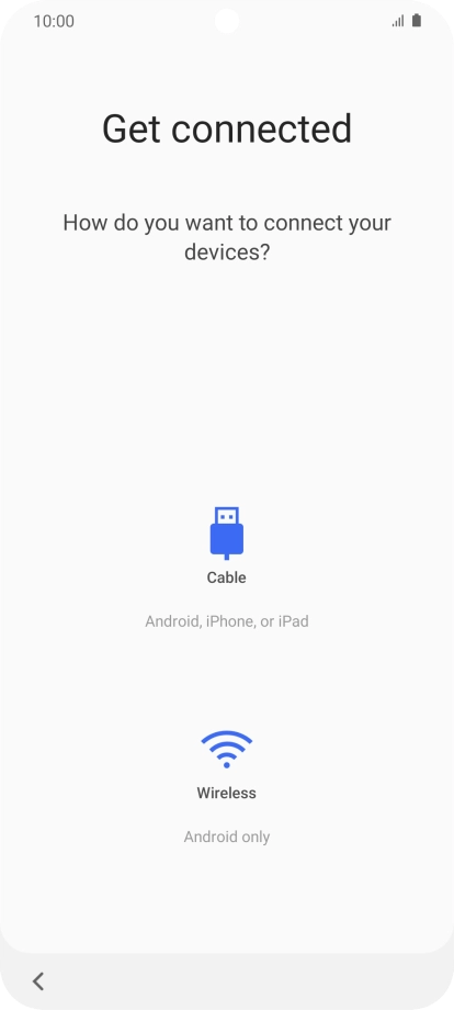 Press the required transfer method and follow the instructions on the screen to transfer content from another phone.