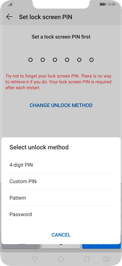 Press the required phone lock code and follow the instructions on the screen to create an additional phone lock code.