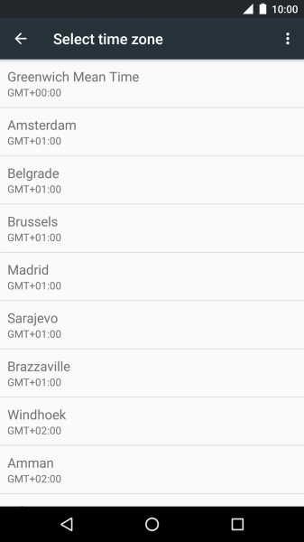 Press the required time zone.
