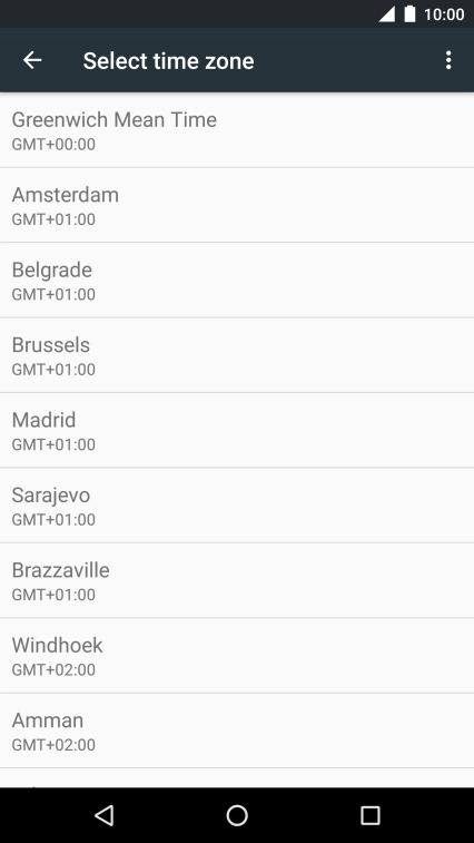 Press the required time zone.