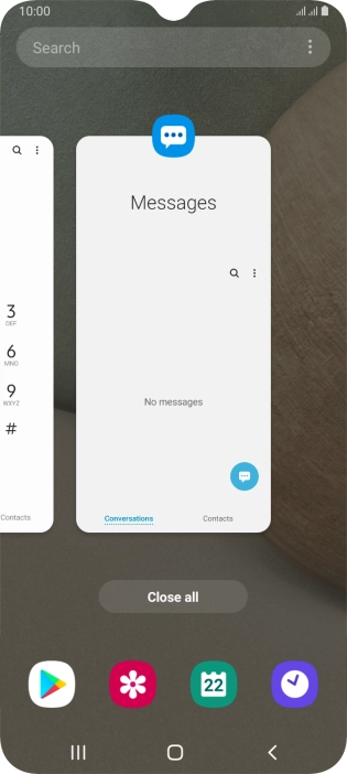 To end one running application, slide your finger upwards on the required application.