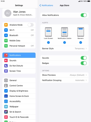 Press the indicator next to 