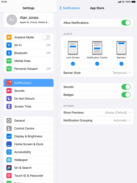 Press the indicator next to 