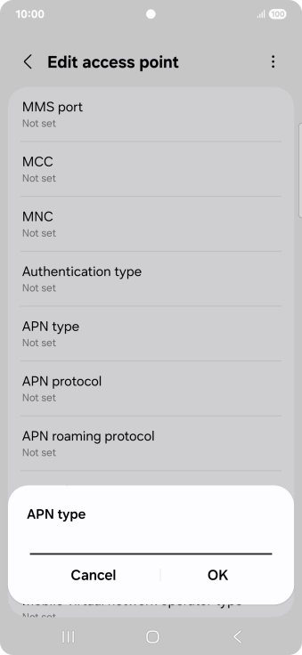 Key in default and press OK.