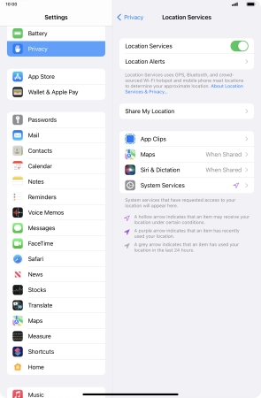 Press the required application.