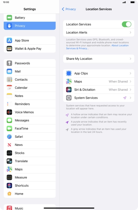 Press the required application.