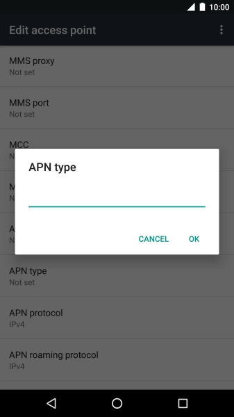 Key in default and press OK.