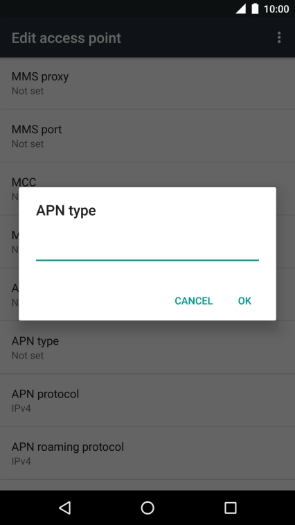 Key in default and press OK.
