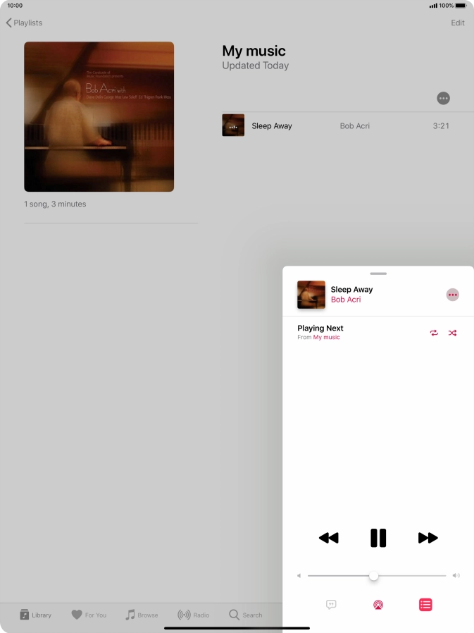 Press the shuffle icon to turn the function on or off.