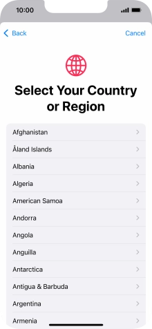 Press the required country.