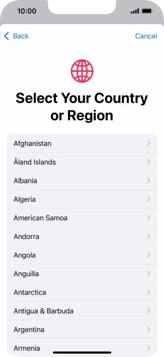 Press the required country.