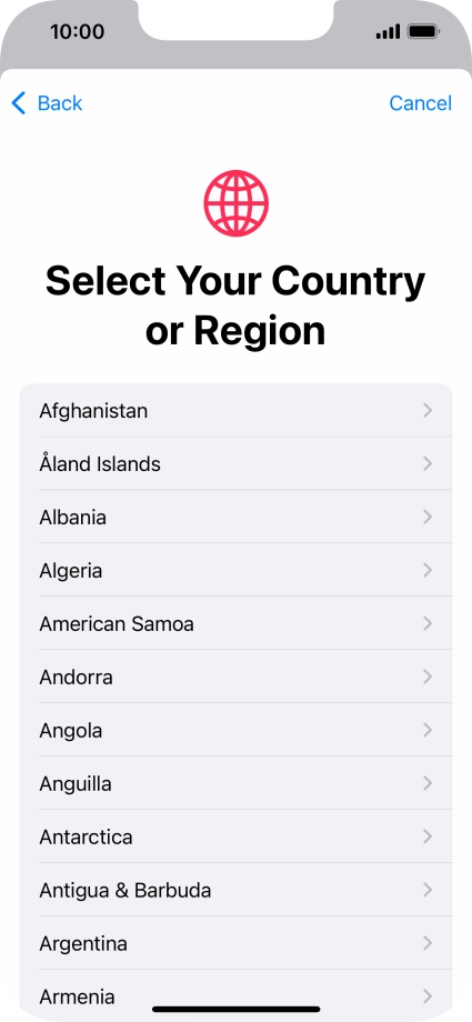 Press the required country.