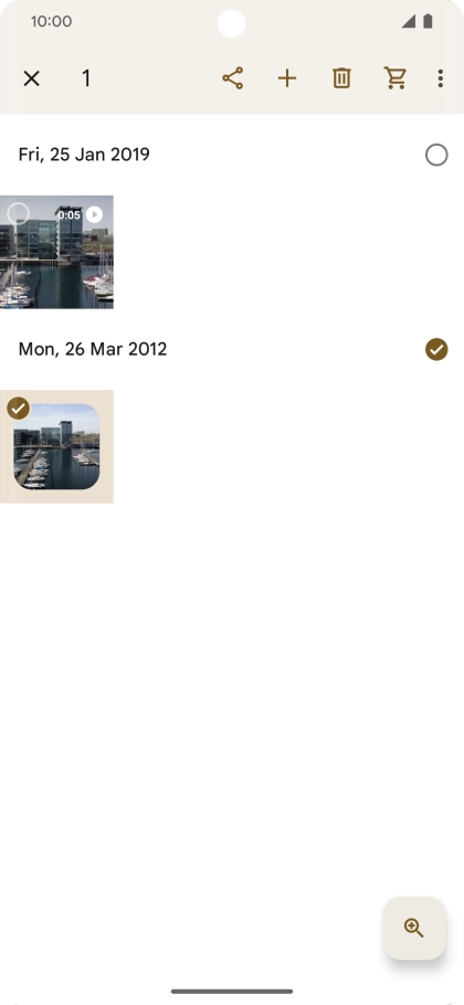 Press the required pictures or video clips to add them.