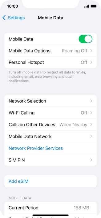 Press Mobile Data Options.