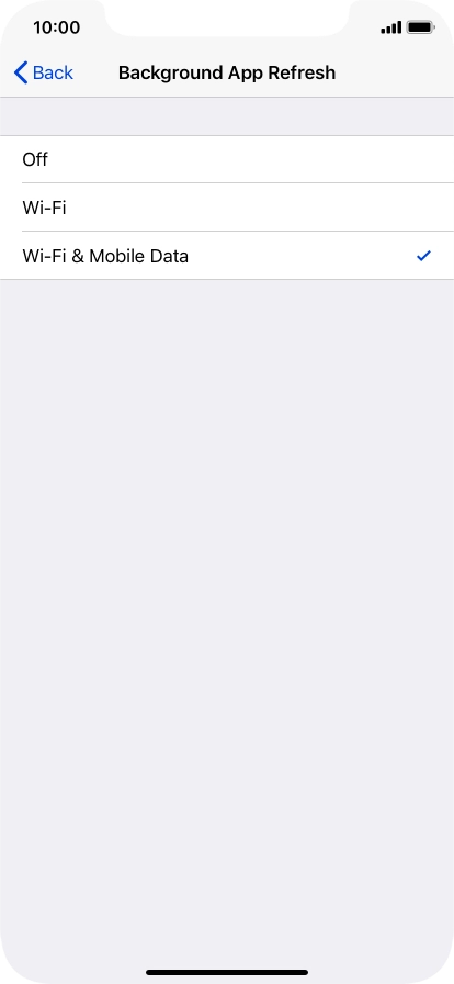 To turn off background refresh of apps, press Off.