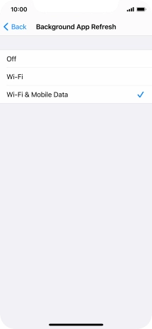 To turn off background refresh of apps, press Off.