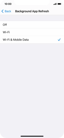 To turn off background refresh of apps, press Off.