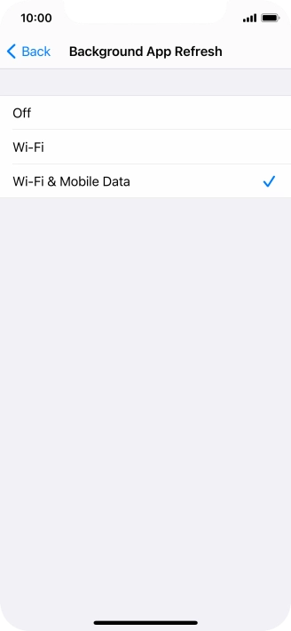 To turn off background refresh of apps, press Off.