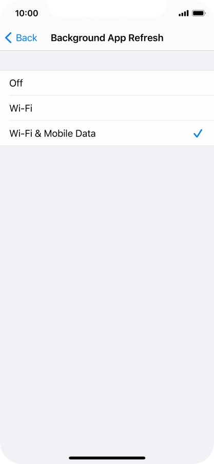 To turn off background refresh of apps, press Off.